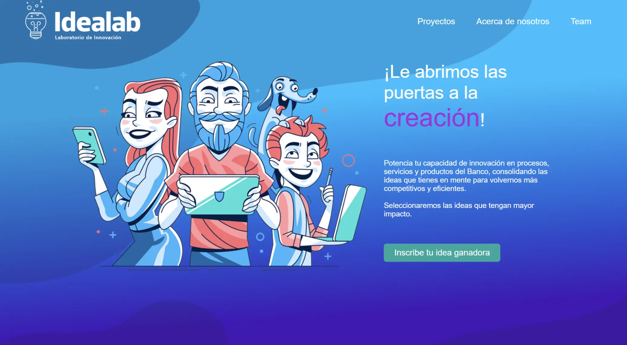 Vista previa del proyecto Landing IdeaLab - Banco Pichincha
